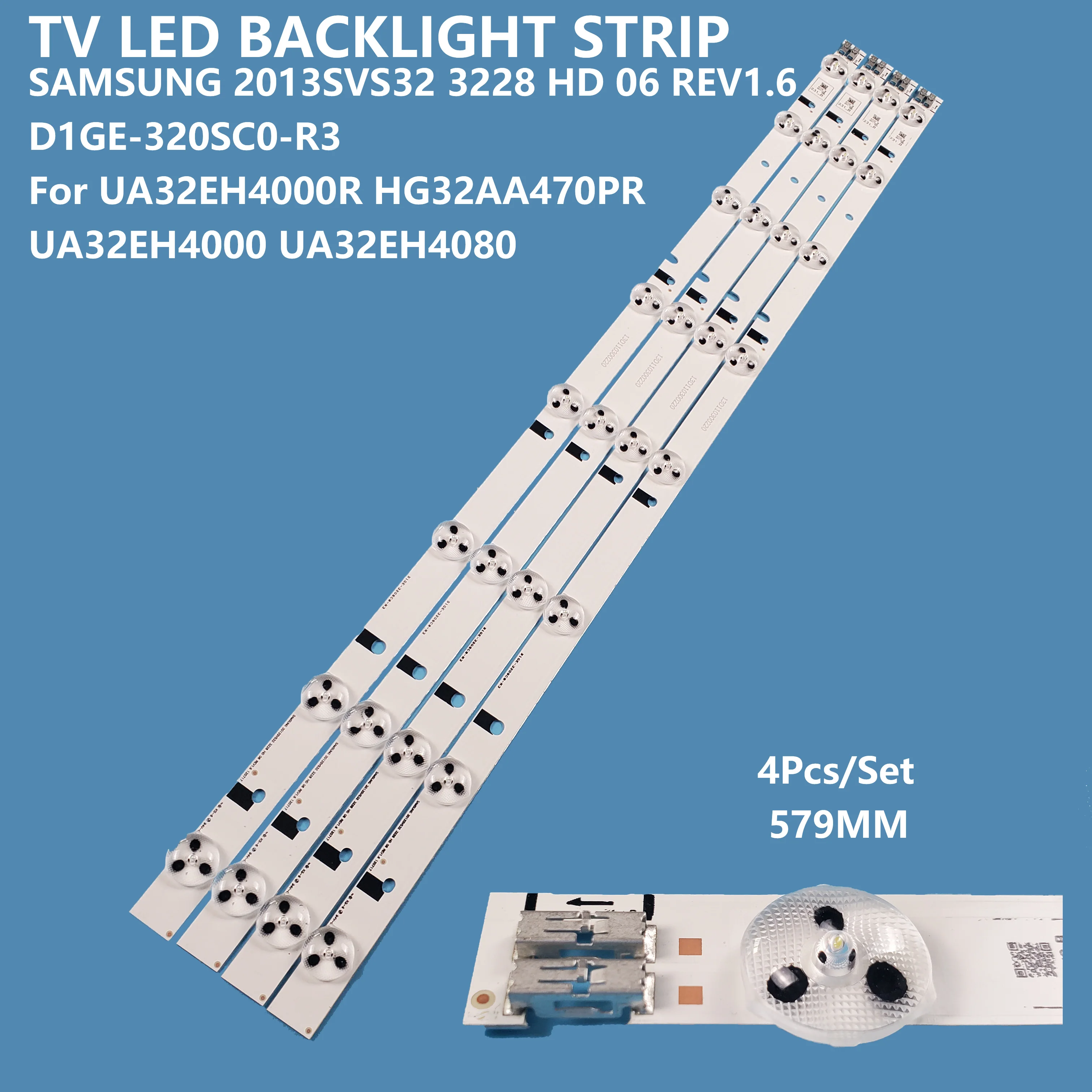 4Pcs/set Smart TV LED Backlight Bar Strip D1GE-320SC0-R3 for for Samsung 46inch UA32EH4000R/HG32AA470PR/UA32EH4000/UA32EH4080