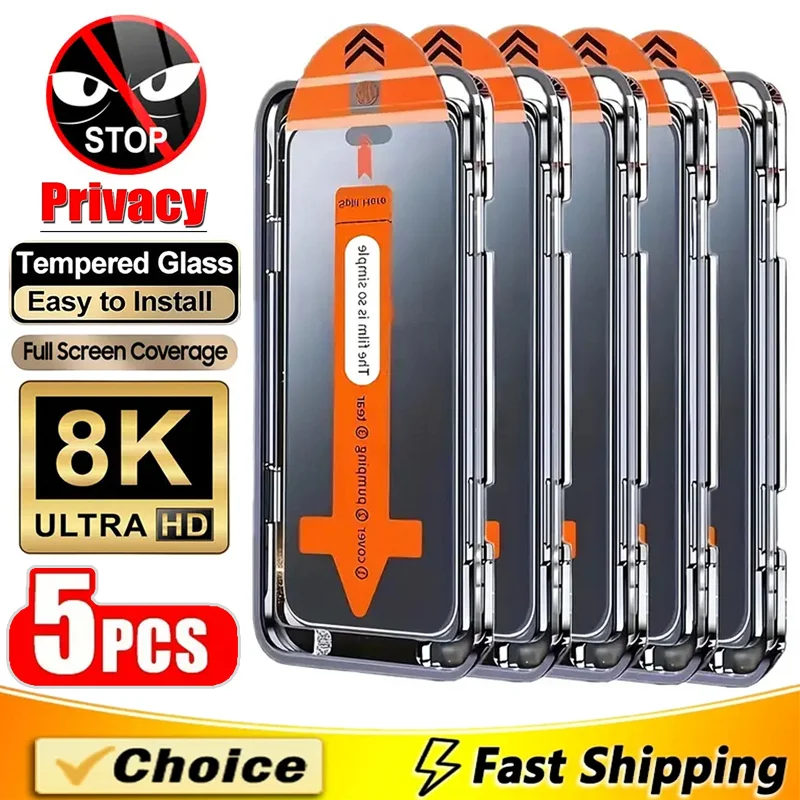 

Oleophobic Dust Free Easy Installation Privacy Screen Protector For iPhone 17 13 14 15 11 12 16 Pro Max XR X XS 16 15 Plus Glass