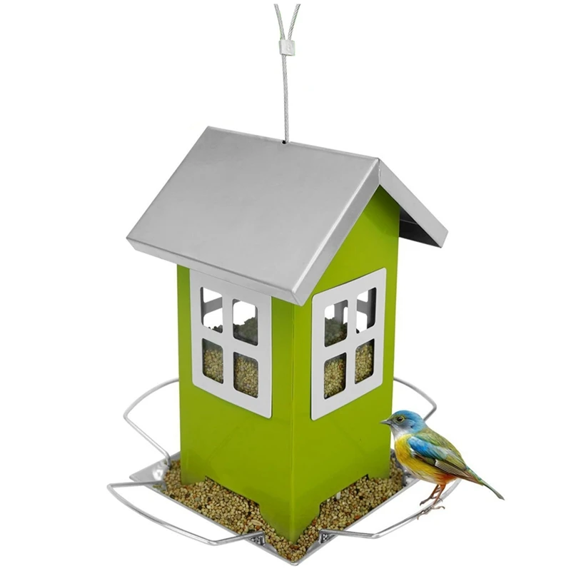 

BAAG-Bird House Feeders For Outdoors Hanging-Metal Wild Bird House Feeders With 4 Ports,Garden Yard Decor Hanging
