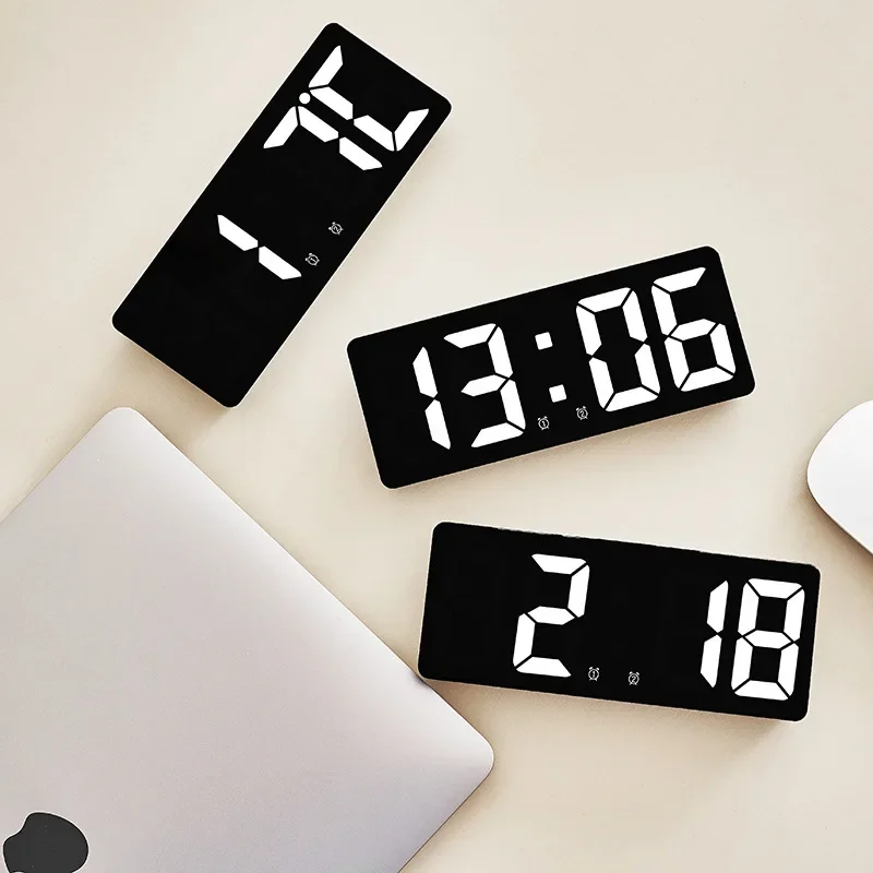 Digital Alarm Clock Voice Control Teperature Snooze Night Mode Desktop Table Clock 12/24H Anti-disturb Funtion LED Clocks Watch