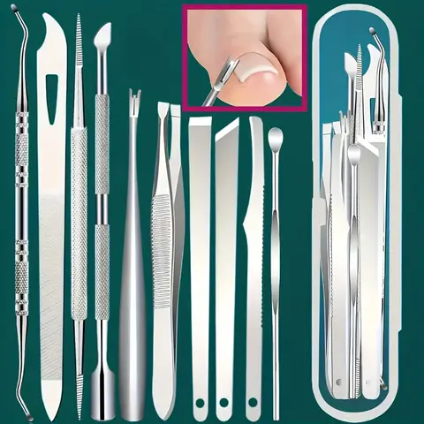 10pcs Stainless Steel Ingrown Toenail And Cuticle Removal Kit - Odorless Pedicure And Manicure Set
