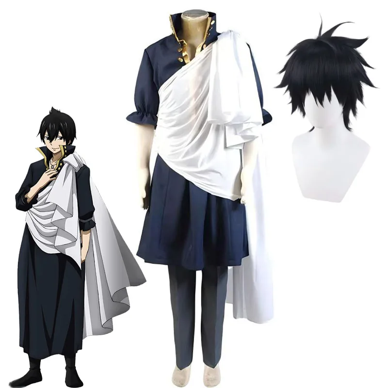 

Anime Expo Zeref Dragneel Cosplay Costume Fairy Tail The Black Wizard Etherious END Magic Robe Set Unisex Role-playing Wig