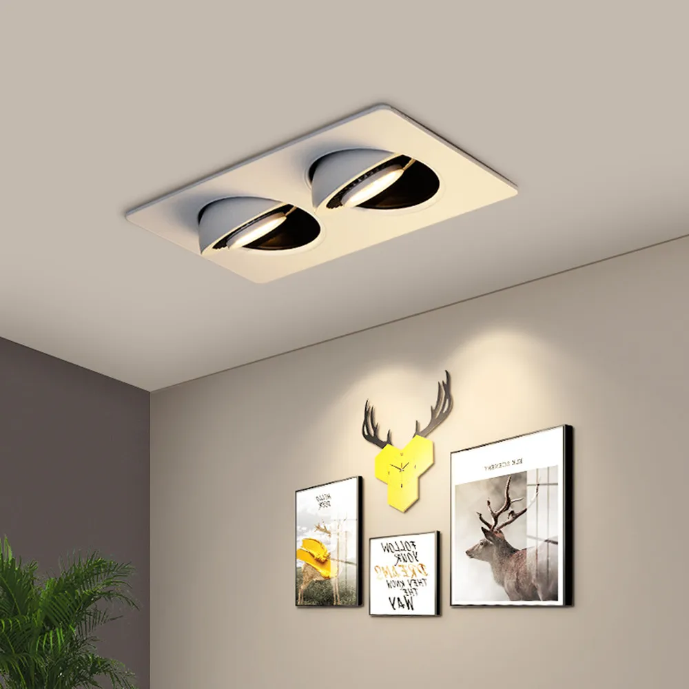 Spot Lumineux LED Encastrable pour le Plafond Carré, Angle Rotatif à 360 °, 10/14/20/24W, AC 220V, COB, pour Arrière-Plan de Télévision