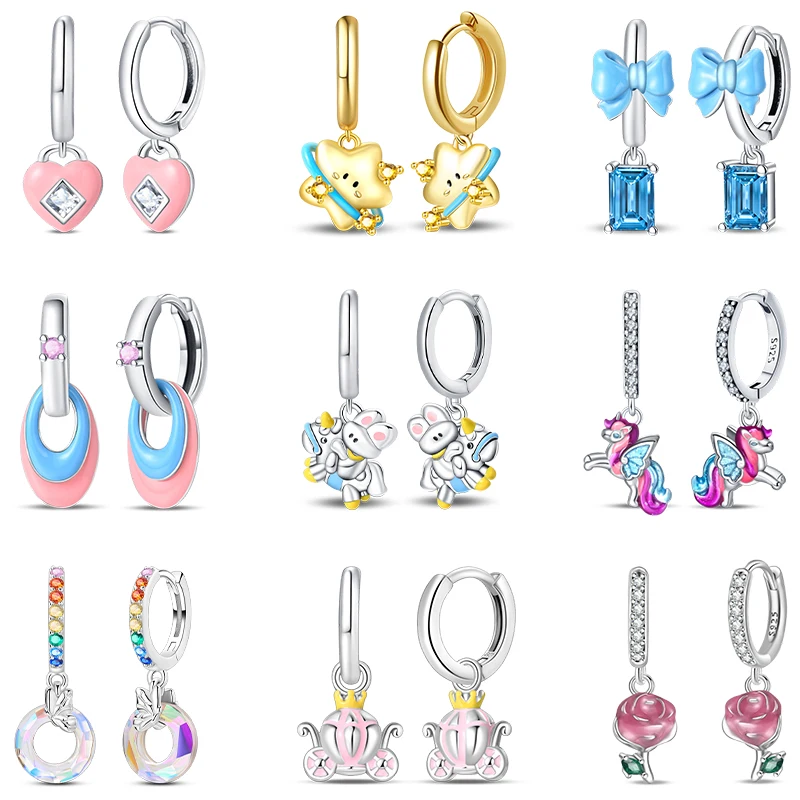 Women's 925 Sterling Silver Love Rainbow Horse Star Dopamine Color Cute Sweet Romantic Date Party Wedding Exquisite Jewelry Gift