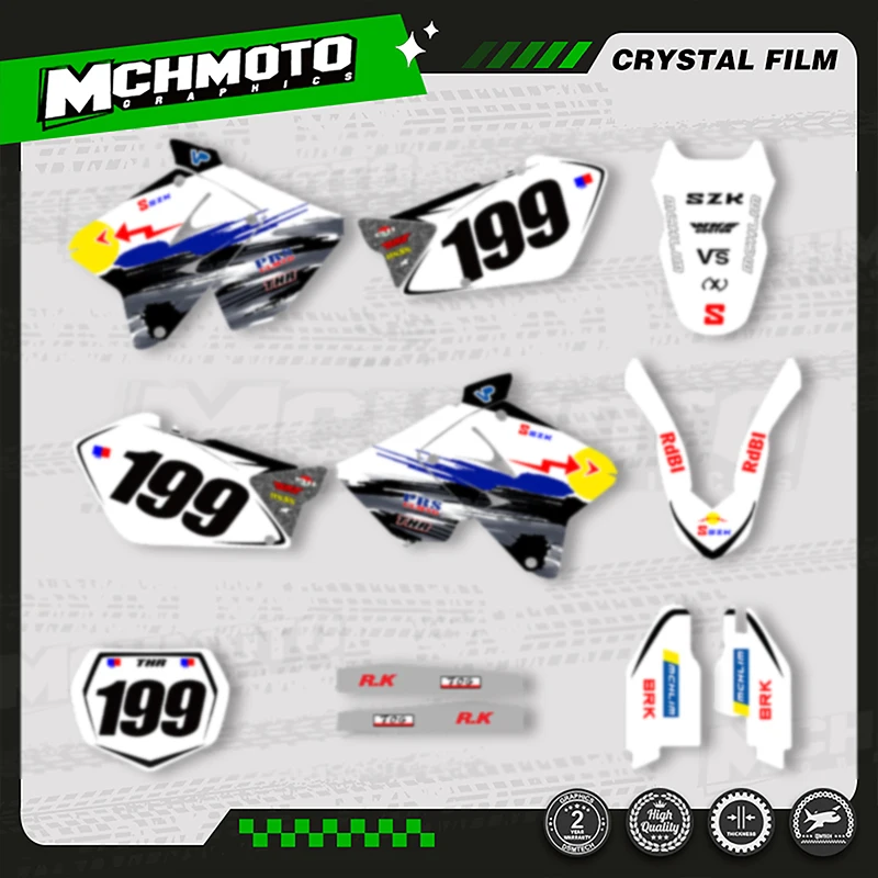 

MCHMFG MOTO Custom Team мотоциклетная графика фоновая наклейка комплект наклеек для SUZUKI RM125-250 2001 2002 2003 2004-2012 003