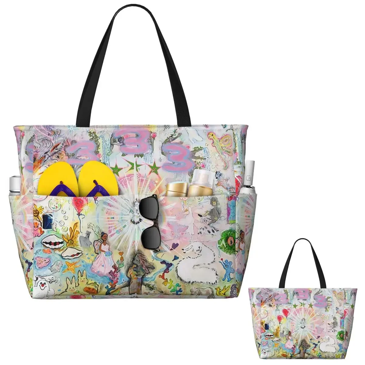 

Drain Gang Bladee 333 Album Cov Beach Tote Bag Sport Gym Yoga Duffle Large Tote Bag Women Travel Bag Fitness bag