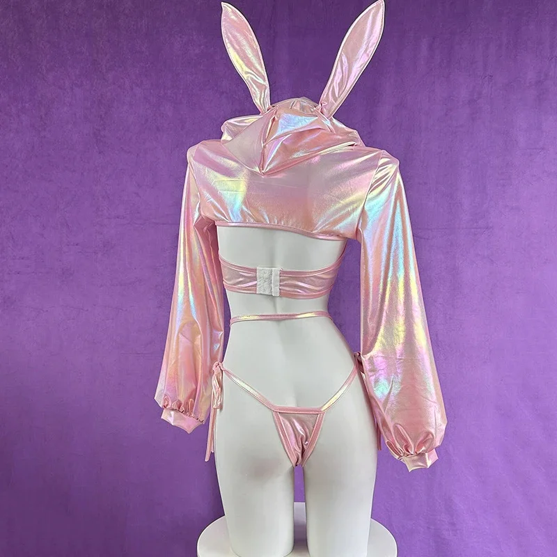 Anime Cyberpunk Rabbit Girl Costume Cosplay abiti donne adulte Hot Sexy Pink Laser Underwear uniforme accessorio per feste di Halloween