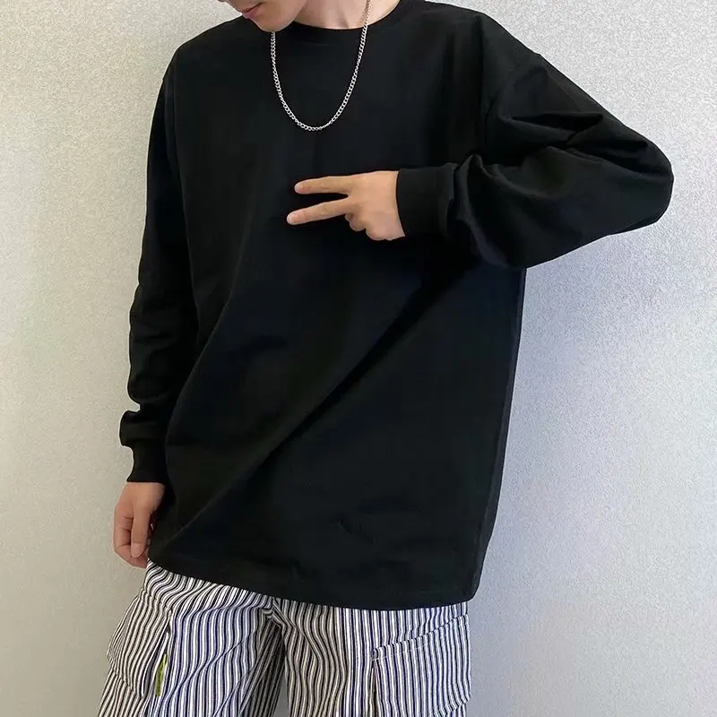 Lightweight Breathable Knitted Long Sleeve T-Shirt Men's Spring Autumn Loose Fit Comfortable round Neck Sun Protection Shirt