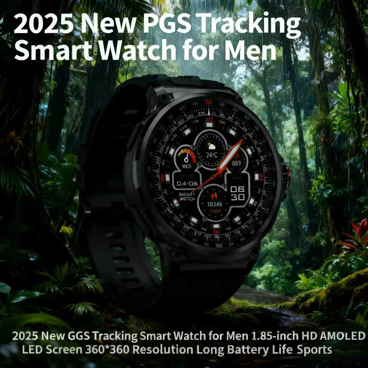 

2025 Smart WatchGPS NFC Smartwatch Men 360*360 1.85inch AMOLED Screen Heart Rate Monitor Bluetooth Call IP68 Waterproof Men Gift