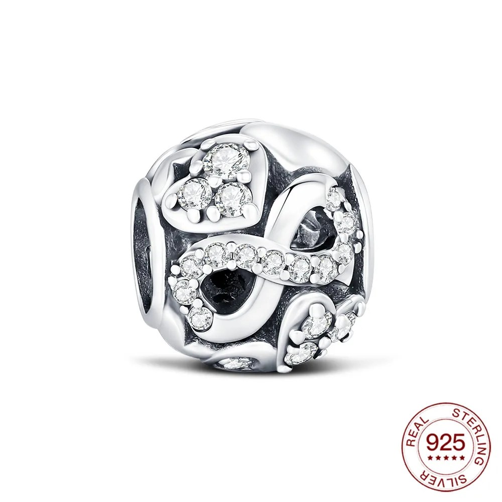 New 925 Sterling Silver Charms Stacked Arrangement Infinite Bead Pendant Fit Original Bracelet Charm DIY Jewelry Gift For Woman