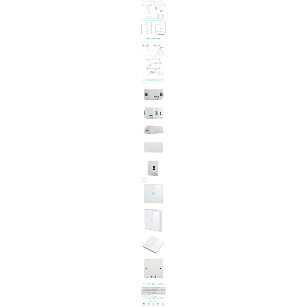 Remote Control Wireless Switch for Home Lighting RF433 Frequency Touch Sensitive Panel Tempered Glass Battery Powered Design