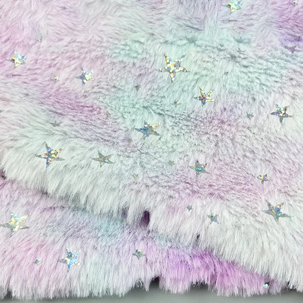 A4 Tie-Dye Rabbit Fur Light Pink Purple Star Heat Gold Fabric DIY Clothing Headwear Craftwork Material Handmade Art Supplies