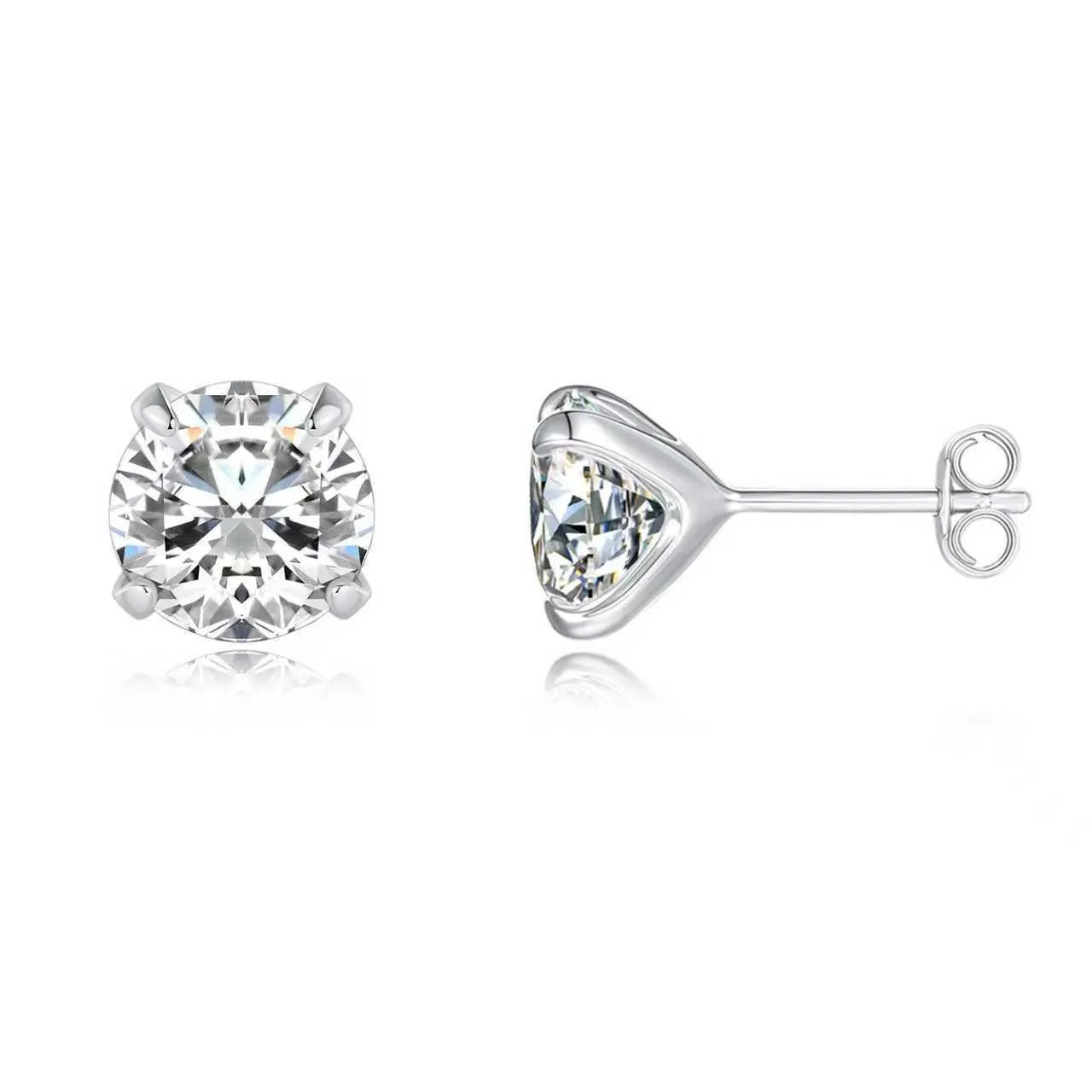 3/4/5/6/7/8mm 4-Prong Moissanite Threaded Cartilage 925 Sterling Silver Stud Earrings For Women Ins Piercing Jewelry Gift