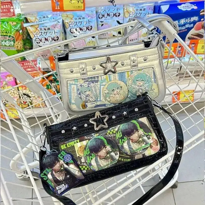 Bloom Transparent Denim Itabag Women Haruku Aesthetic Anime Pain Bag Female Versatile Casual Crossbody Bags Purse 2025 New