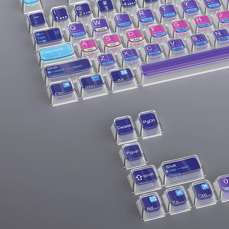 KUXM Keycaps - Double-Layer Crystal Transparent 115 Keys Small Full Set MDA Height Two-Color Injection