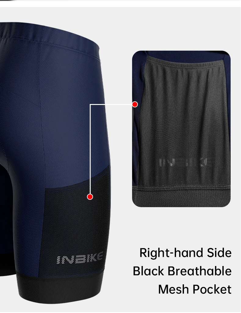 INBIKE Herren-Radlerhose mit Seitlichen Netztaschen 5-6H Gepolsterte Herren-Mountainbike-Rennrad-Halbhose Fahrradhose – Detail 9