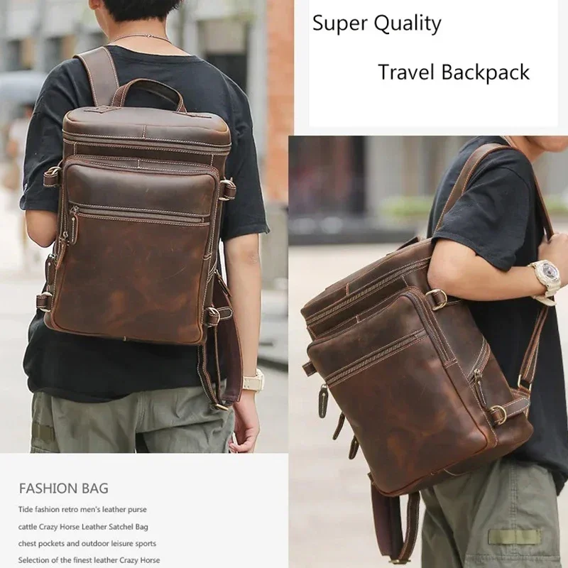 Large Leather Backpack Men Luxury Designer Laptop Bagpack for Man Backpack for School Bag Travel Backpack Bag Men\'s Daypack