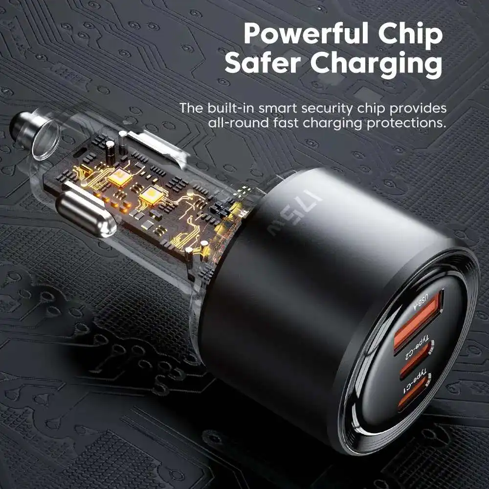 TQ-CC14 USB-A อะแดปเตอร์ที่ชาร์จแบตในรถ PD 3พอร์ต USB 175W + PD3.0 2Type-C QC3.0ชาร์จเร็วสำหรับสมาร์ทโฟน Mate50