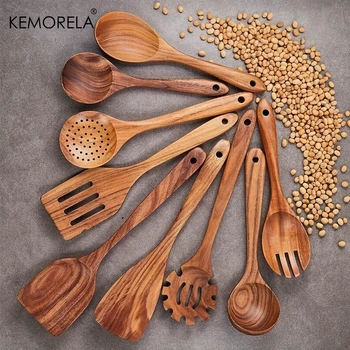 9-Piece Acacia Wood Kitchen Utensil Set 4