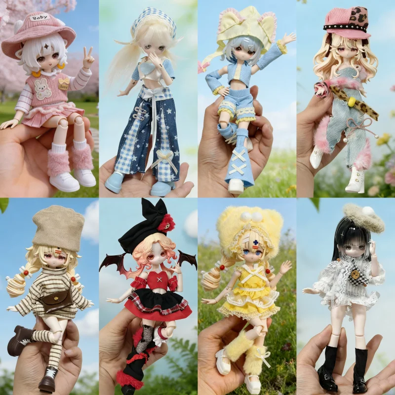 

Одежда для кукол BJD 8-точечных и OB11 12-точечных, 17-19 см, в стиле Sweet Mushroom, цвета Rice Water Gold, для кукол с асимметричным телом, аксессуары для кукол