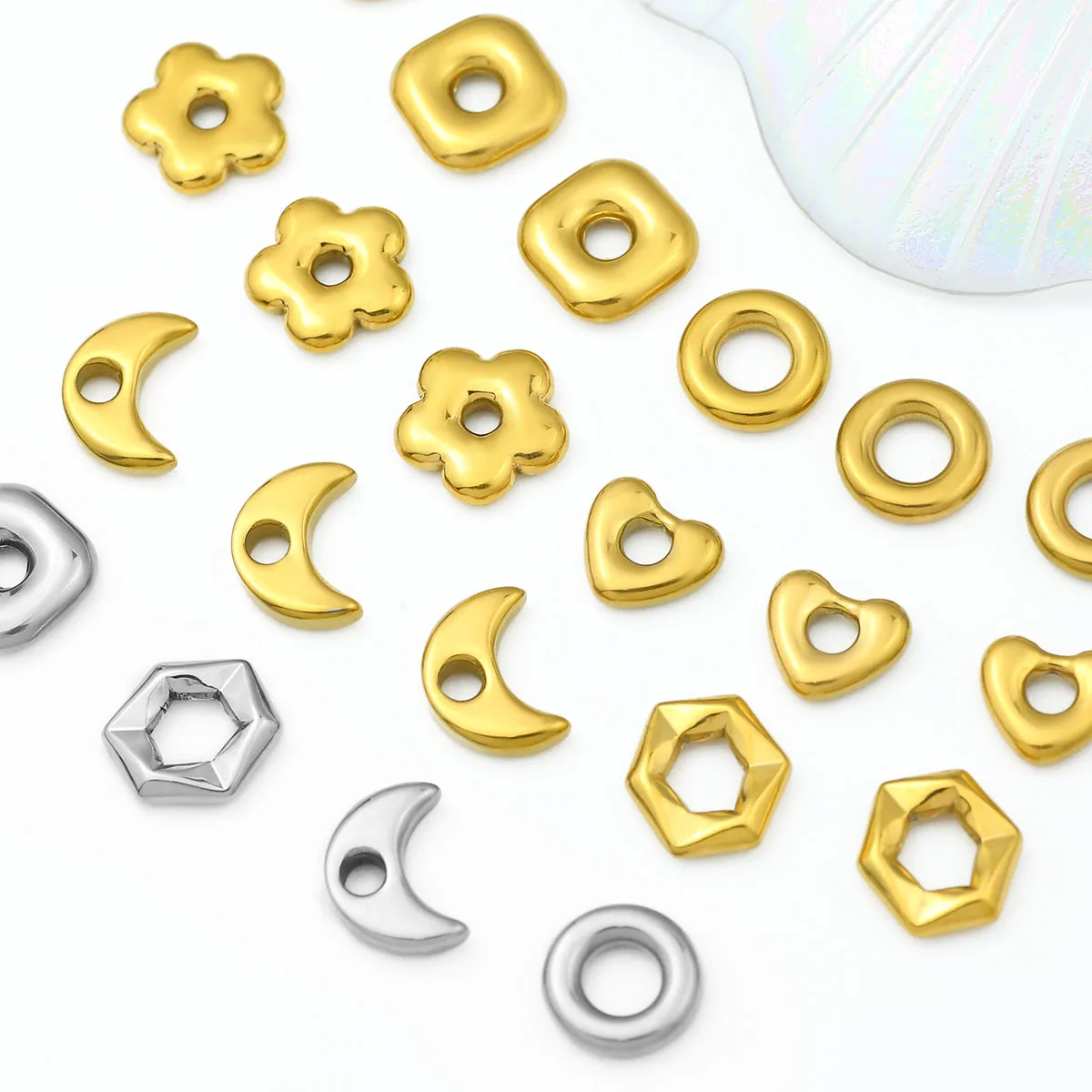 Multi-size multi-style stainless steel gold/steel-colored handmade DIY jewelry-making beads bracelets necklaces accessories view 4