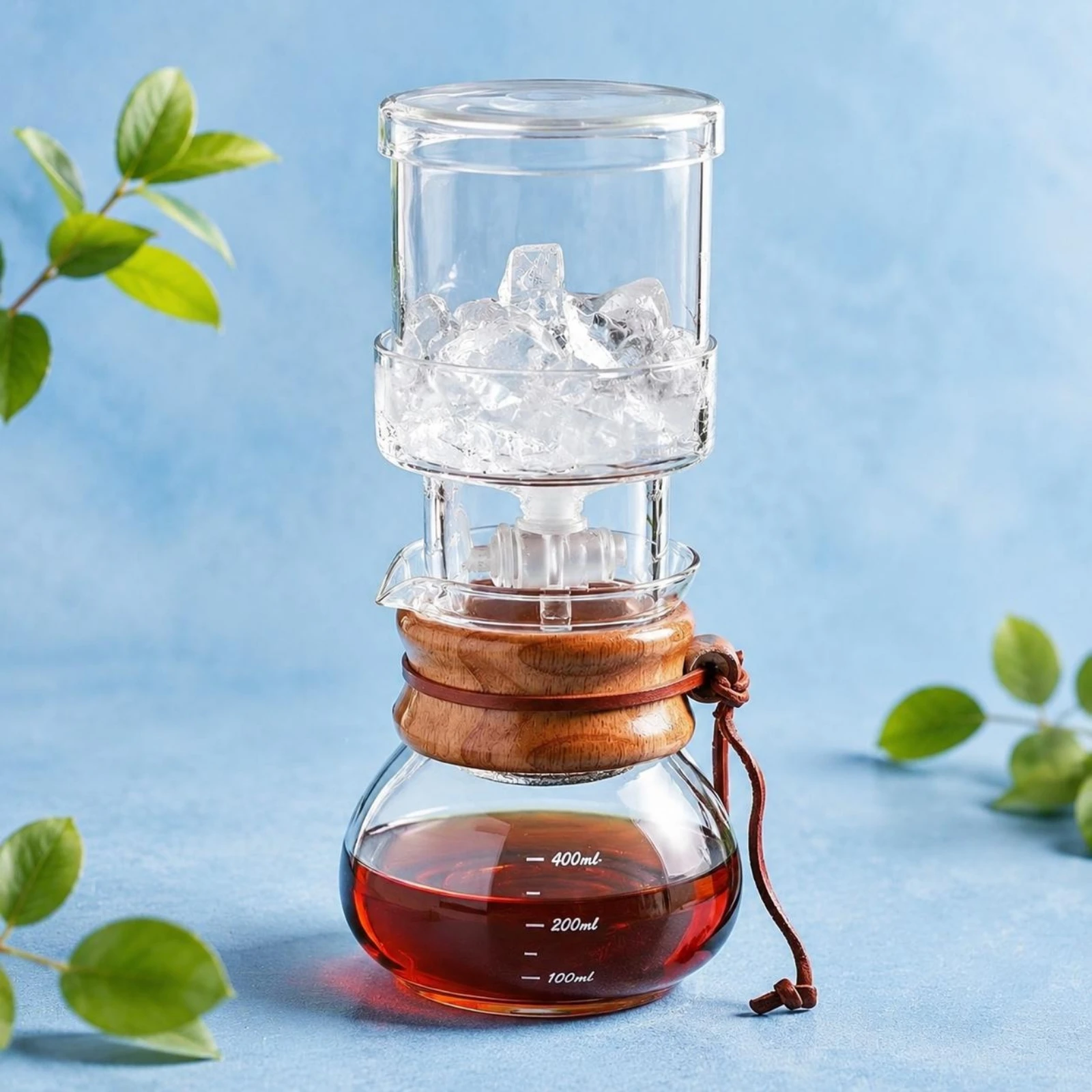 Cold Drip Coffee Pot Wooden Collar Cold Brew Carafe Kitchen Drinkware Tie Cord
