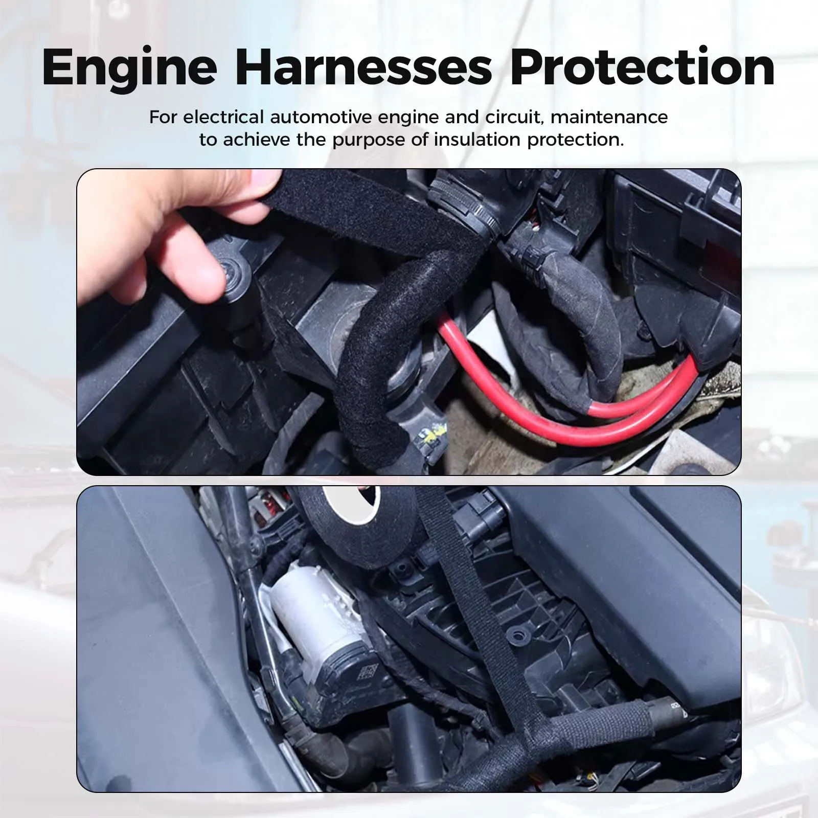 5 قطعة 15 متر ارتفاع درجة الحرارة سلك تسخير التفاف ذاتية اللصق أسلاك السيارات تسخير شريط قماش سيارة الضوضاء التخميد الشريط الكهربائي