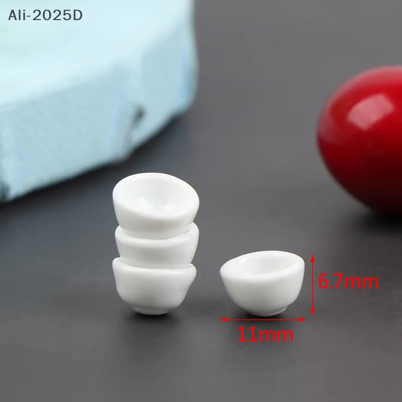 

4pcs 1:12 Dollhouse Miniature White Ceramic Bowls Cups Model Furniture Toys