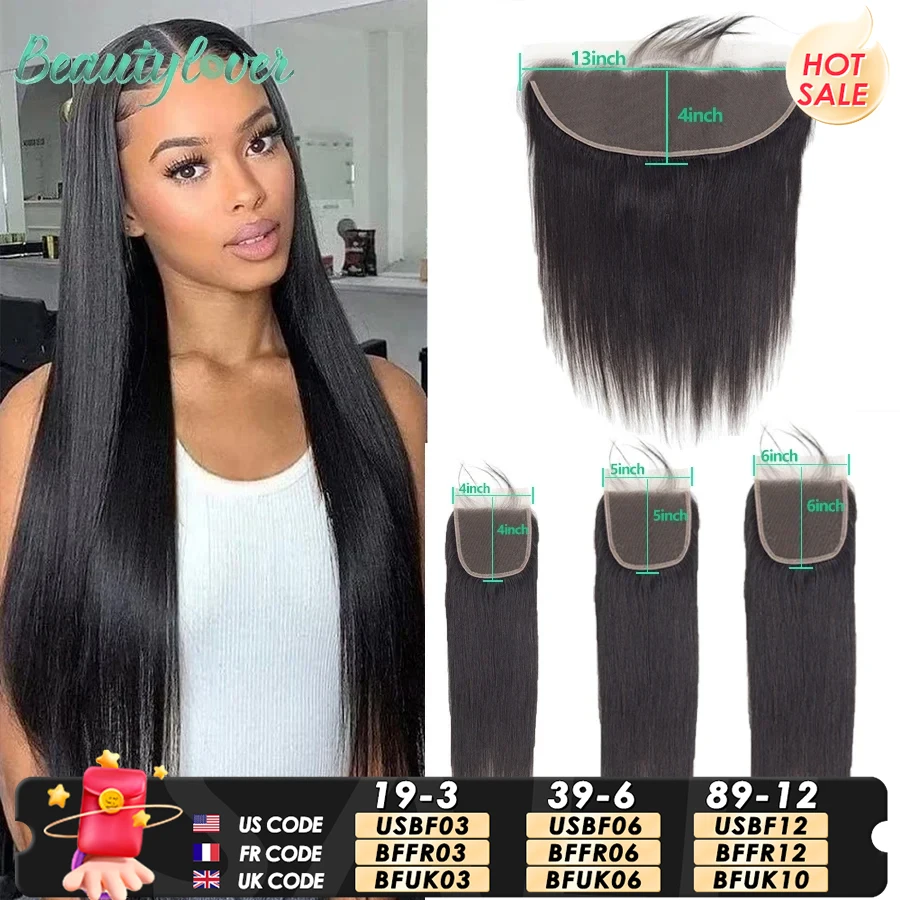 4X4 5X5 6X6 Closure 13X4 Lace Frontal Only Transparent Lace Closure 8-26inch Brazilian Straight Lace Frontal Sale For Women