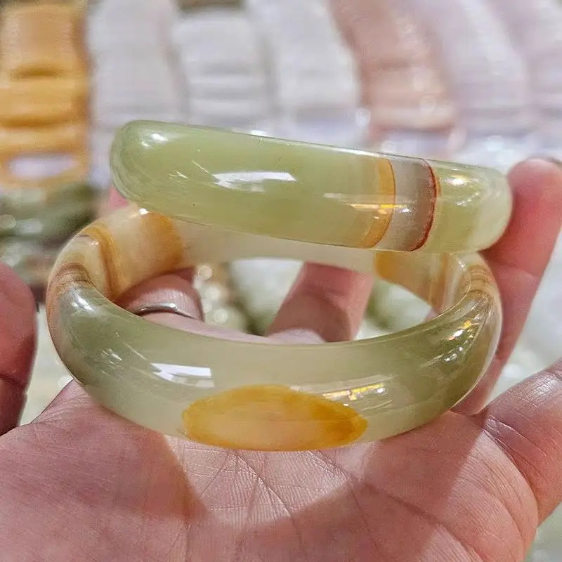 

White Jade Afghan Jade Winding Silk Widened Jade Bracelet
