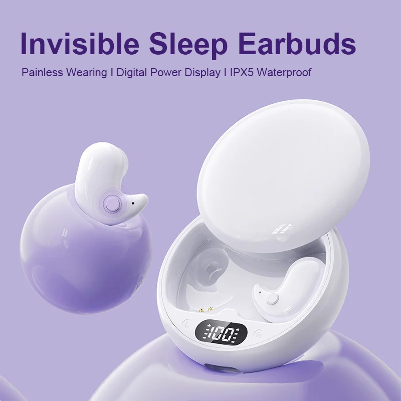 

Wireless Bluetooth 5.3 Headphones Painless In-Ear Invisible Sleep Earbuds With Mic IPX5 Waterproof Noise Cancellation Earphones