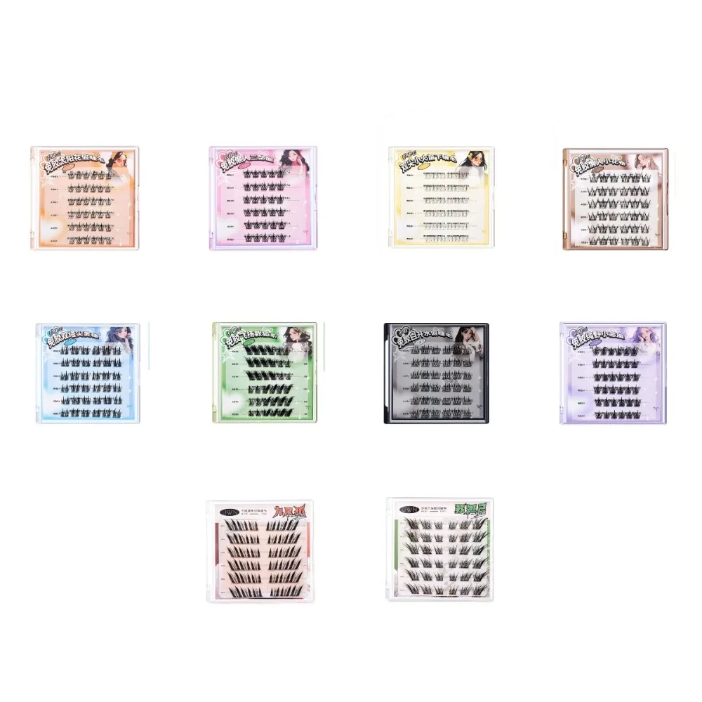 Fluffy DIY Self-adhesive Lash Clusters Wispy Manga Glue Free Fake Lashes Makeup Individual Adhesive False Eyelashes Girls