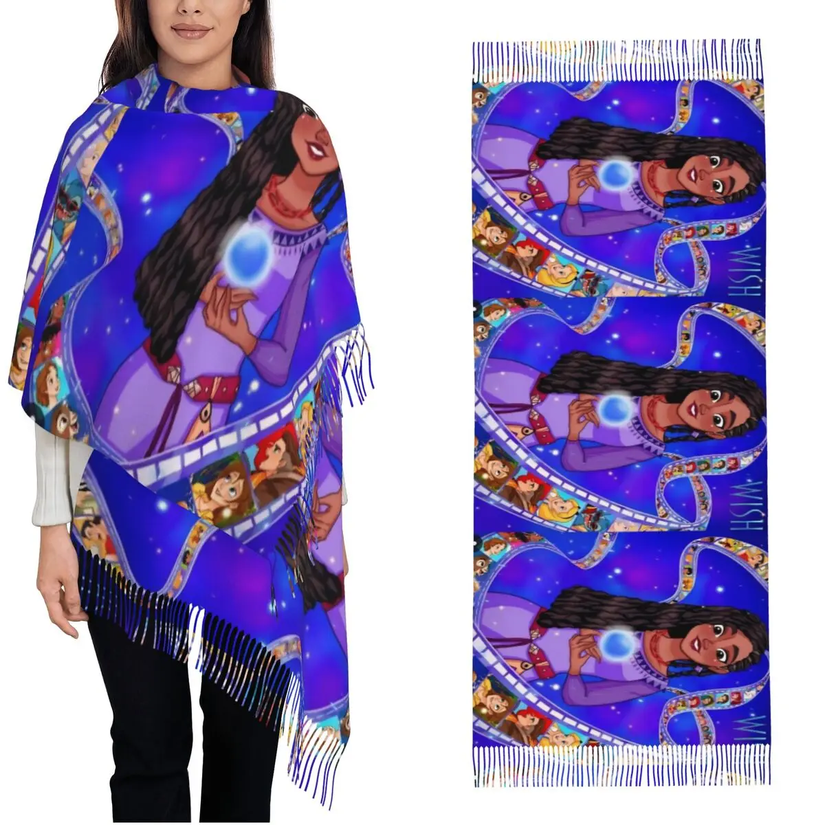 وشاح نسائي مع شرابة الرغبات فيلم الرسوم المتحركة آشا ستار كبير شتاء خريف شال التفاف هدايا فتاة سحرية أوشحة الباشمينا #1