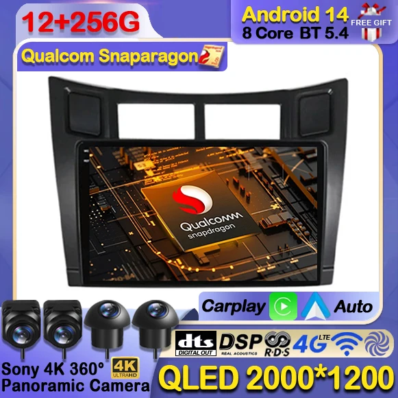

Android 14 Car Radio For Toyota Yaris 2005 - 2012 CarPlay Auto Multimedia Player GPS Navigation Stereo Video 4G WIFI 360 Camera