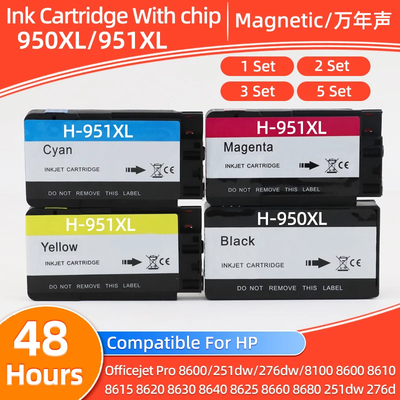 4pcs~20pcs 950XL 951XL 950 951 Ink Cartridge For HP Officejet Pro 8600 8100 8610 8620 8630 8640 8625 8650 8660 8615 251dw 276dw