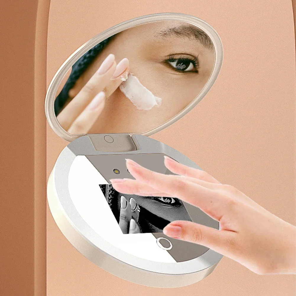 UV Mirror Sunscreen Testing Camera with Light 2X Magnification Travel Makeup 3.5in LED Light Cosmetic Make Up Mirror