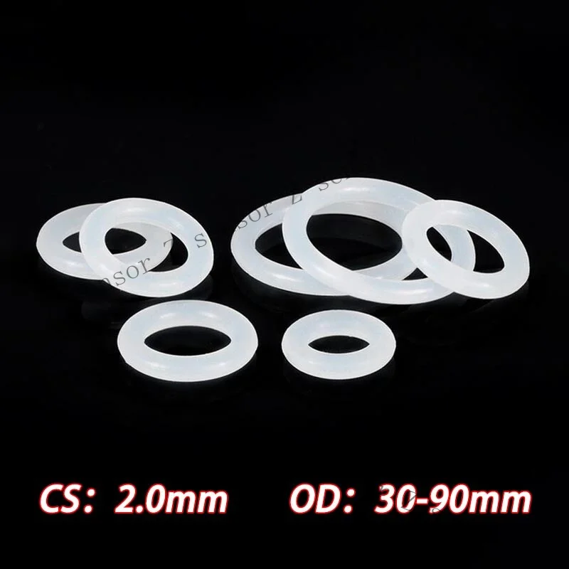 Z+  2.0mm Food Grade White Silicone Rubber O-Ring Gasket Sealing Washer OD 30-90mm