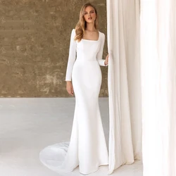 Árabe sereia vestidos de casamento manga longa vestido de noiva novia elegante 2024 civil modesto vestido de noiva customizd