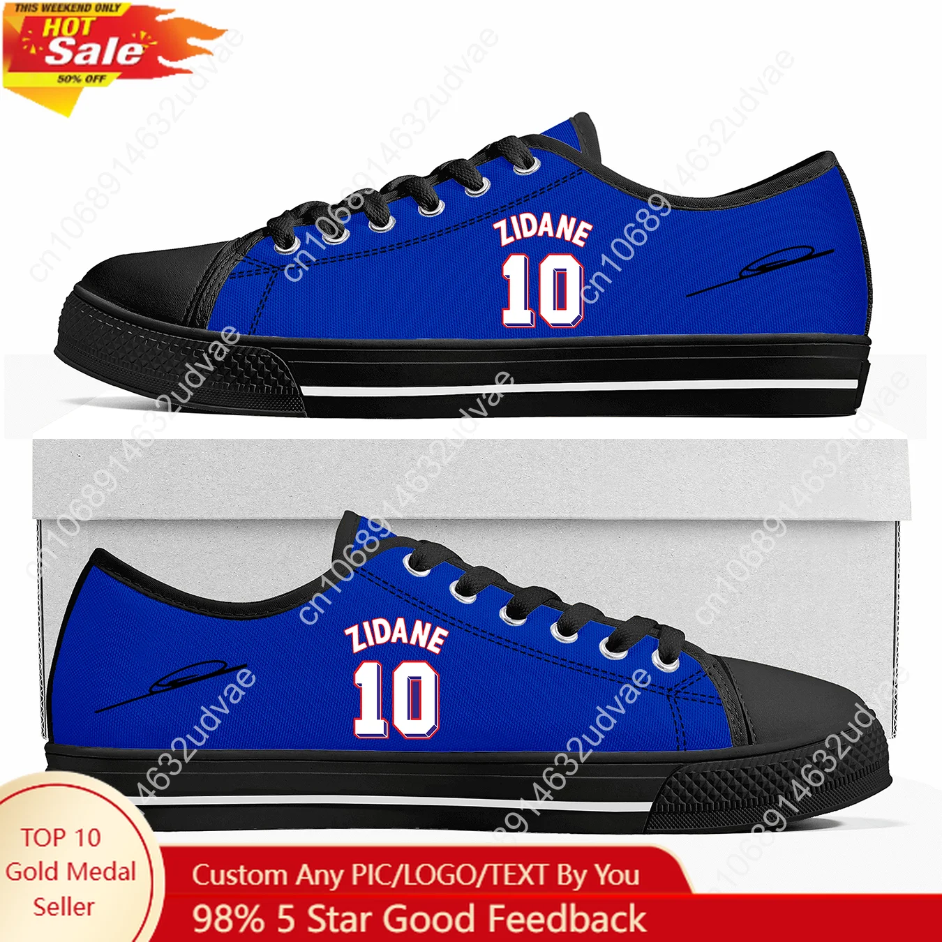 

Zidane No.10 Low Top Shoes Man Woman Teenager Canvas Casual Sneakers France Soccer Star Couple Footwear Custom Shoe Unisex Black