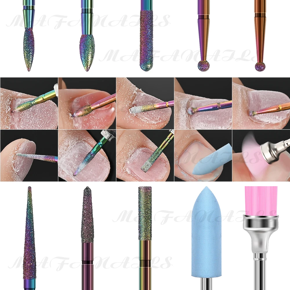 10 Teile/schachtel Wolfram Hartmetall Nail art Schleifen Kopf Kit, Nagel Bohrer Bits Polnischen Kopf Für Abgestorbene Haut Entfernung Glatte Nagel Schleif werkzeug