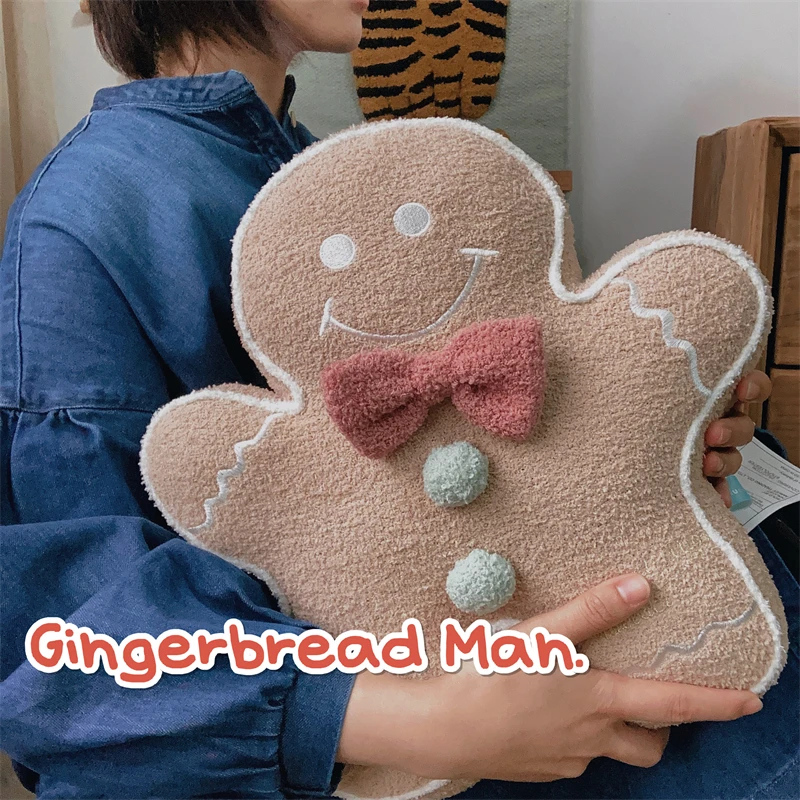 

35cm Cute Gingerbread Man Plushies Throw Pillow Sofa Bed Back Cushion Girly Room Decoration Soft Plush Toy Gifts For Girl Child