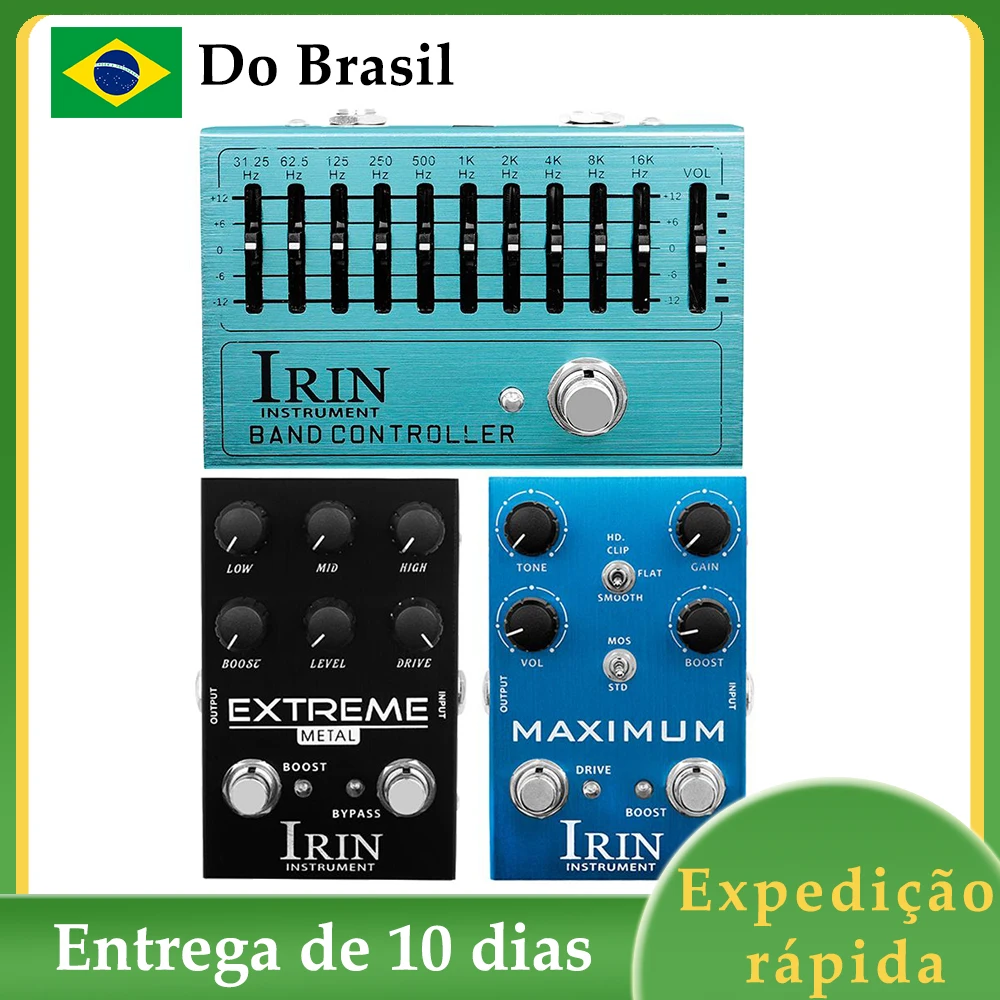 Pedal de efecto de guitarra IRIN EQ de 10 bandas/distorsión de metales extrema/Pedal de efecto de guitarra eléctrica Overdrive máxima envío desde Brasil