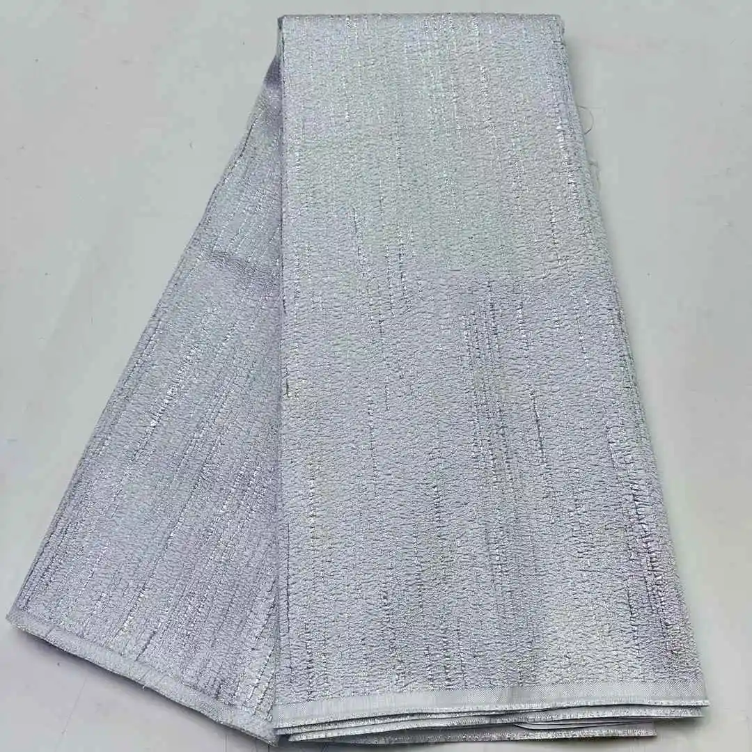 Tela de encaje Jacquard brocado africano 2025, encaje de alta calidad, 5 yardas, tela de encaje Jacquard dorado francés para vestido de fiesta de boda
