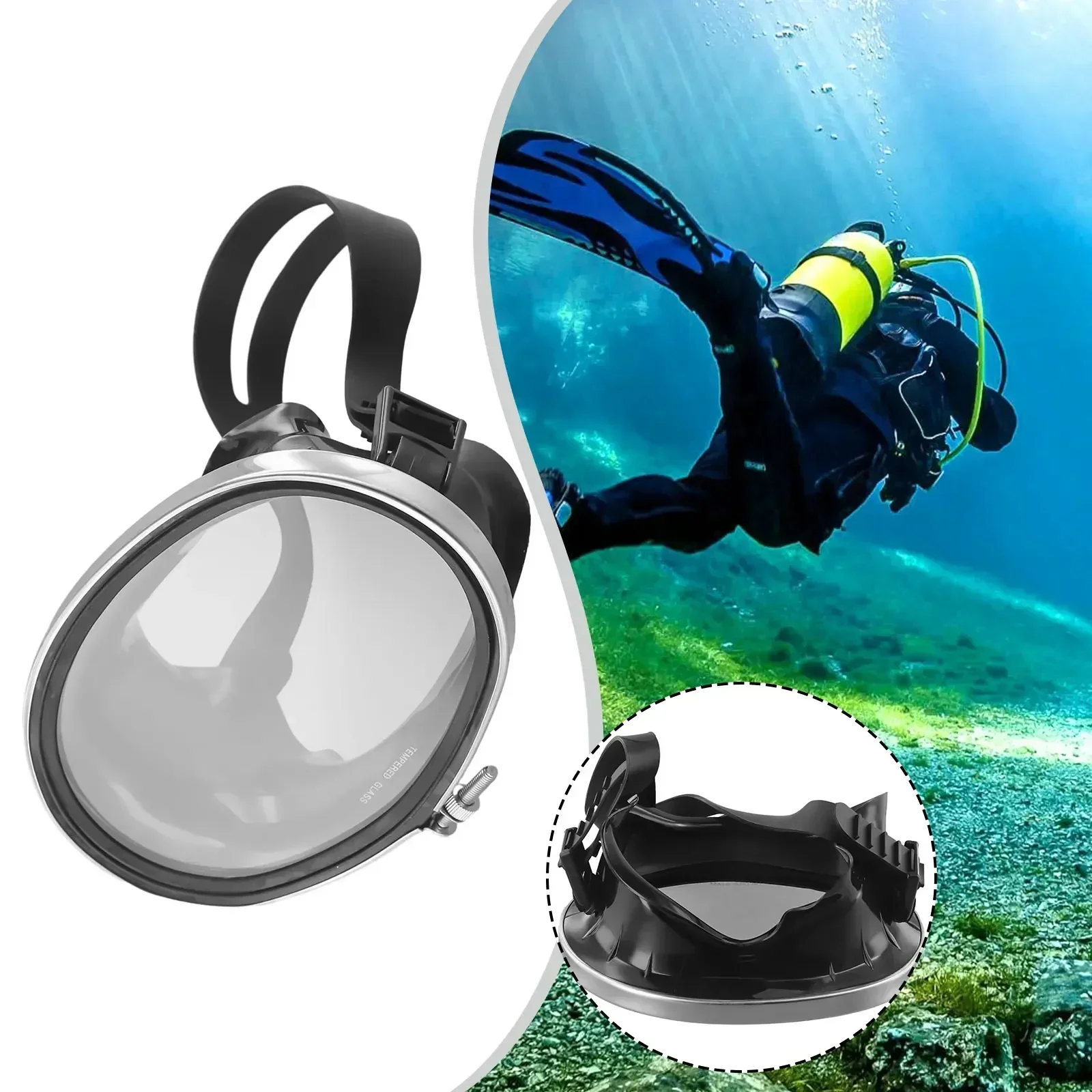 1 Pc HD Tempered Glass Dive-Mask Snorkeling Goggle Scuba Diving Mirror  Foldable Buckle Headband 4mm Water Sports Equipment