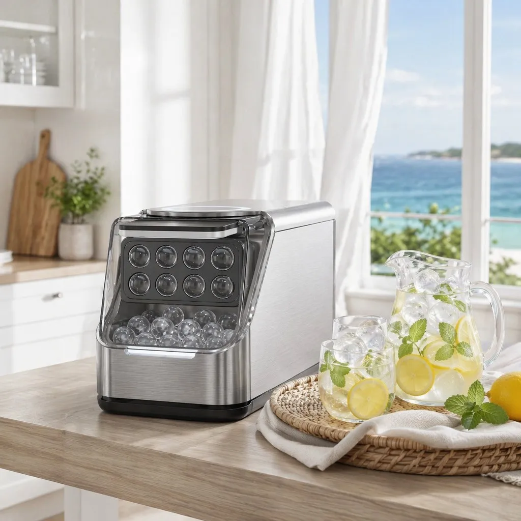 Executive Lounge Ice Ball Machine SC-6219 8 Balls 30Min 3cm Crystal Auto  42dB 5-Star Hotel VIP Suite Premium OEM CE ETL FDA