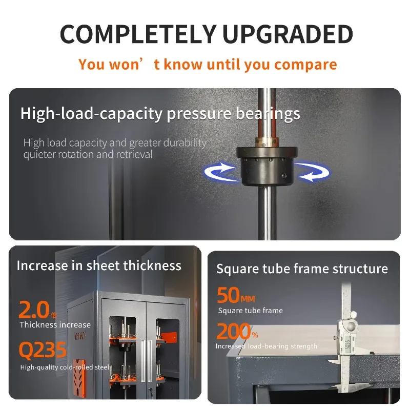 LYREIGN Rotary CNC Tool Holder Storage Cabinet BT30 CAT30 108 Cap 360 Rotation Heavy Duty Metal Cabinet for Machining Workshop