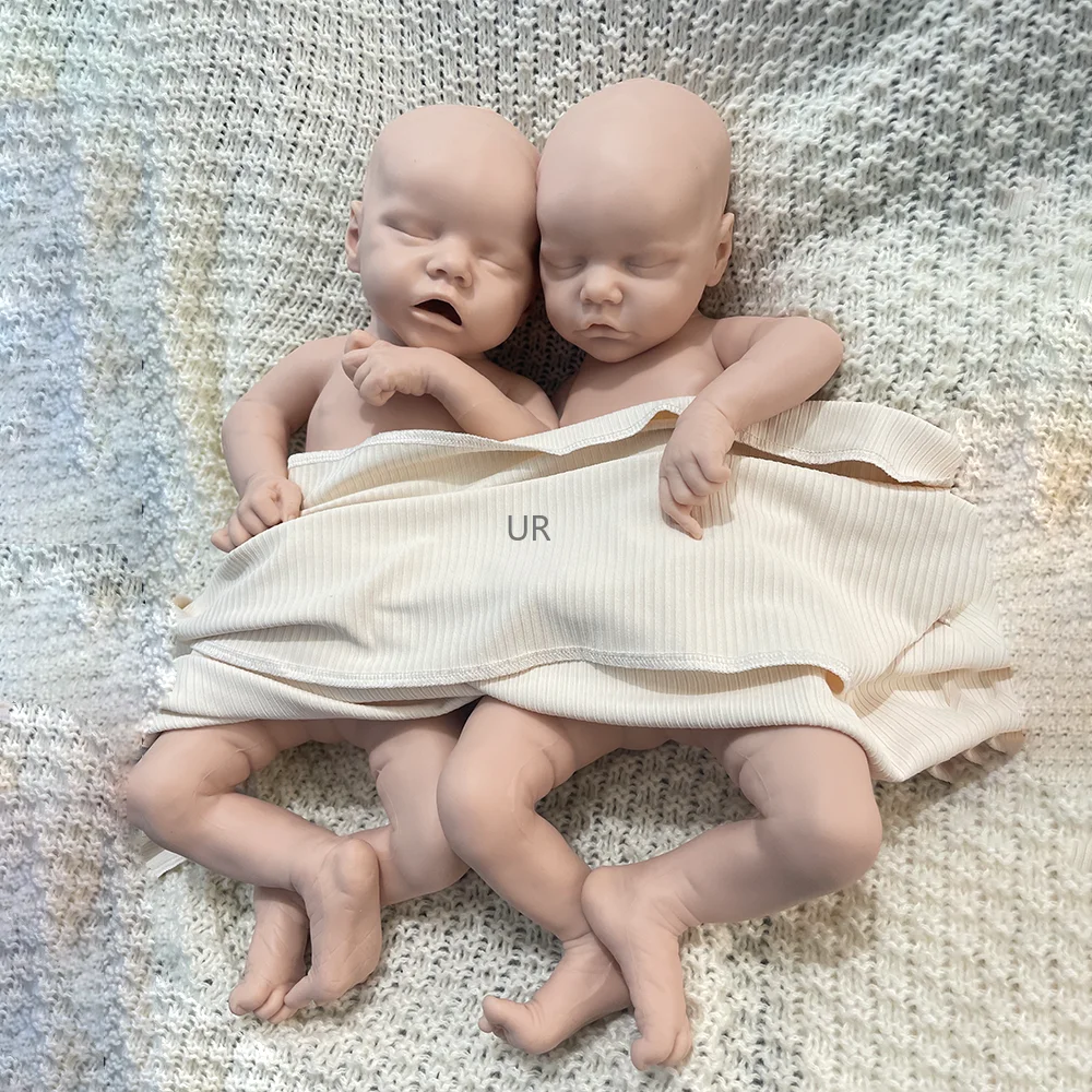 Fully Unpainted Soft Body Silicone Baby Girl Twins 18