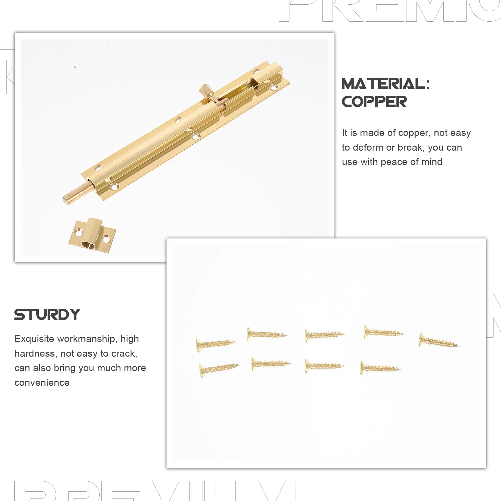 

Copper Door Latch Heavy Duty Slide Lock Sliding Barrel Bolt for Protection Security Latch Lock Sliding Barrel Bolt