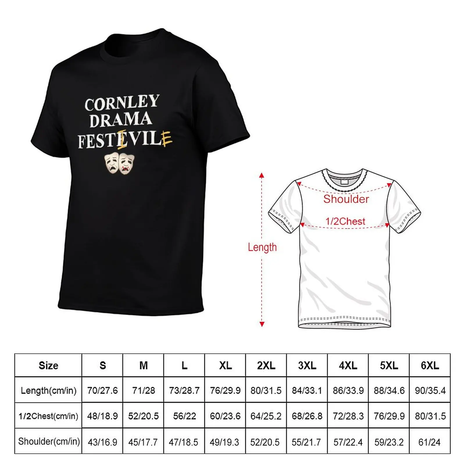 Cornley Drama Festevil T-Shirt Basic Casual Wear Short Sleeve Top