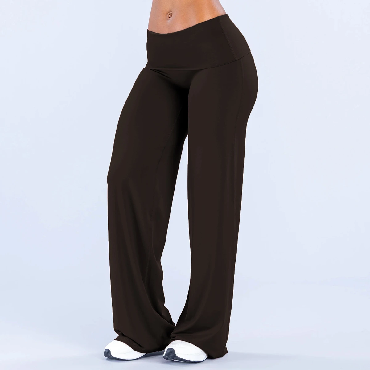 Neue Herbst-Winter-Damen-Yogahose mit Umschlagbund, Weites Bein, Locker Geschnittene Lange Hose, Lässige Outdoor-Workout-Fitnesshose